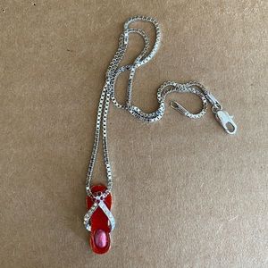 Red flip flop swarovski crystal necklace